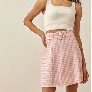 Reformation Melvin Skirt Blush Check - Size 6